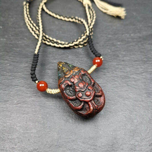 Old Tibetan Tsa Tsa Amulet, Scorpion Guru of Padmasambhava,Scorpion Terma Amulet - Tibetan tsa tsa mold, front view