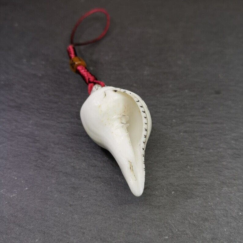White Conch Shankha 2.28" - Tibetan Buddhist art, view 5