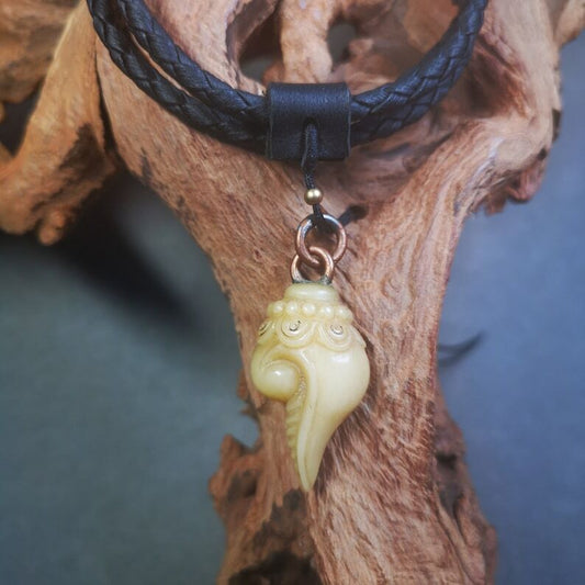 Yak Bone Amulet,Shankha,Conch Pendant,Bag Hanging