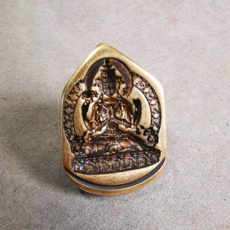 Statue Tsa Tsa Mold Amulet,Chenrezig,Copper Mould - Tibetan tsa tsa mold, view 9