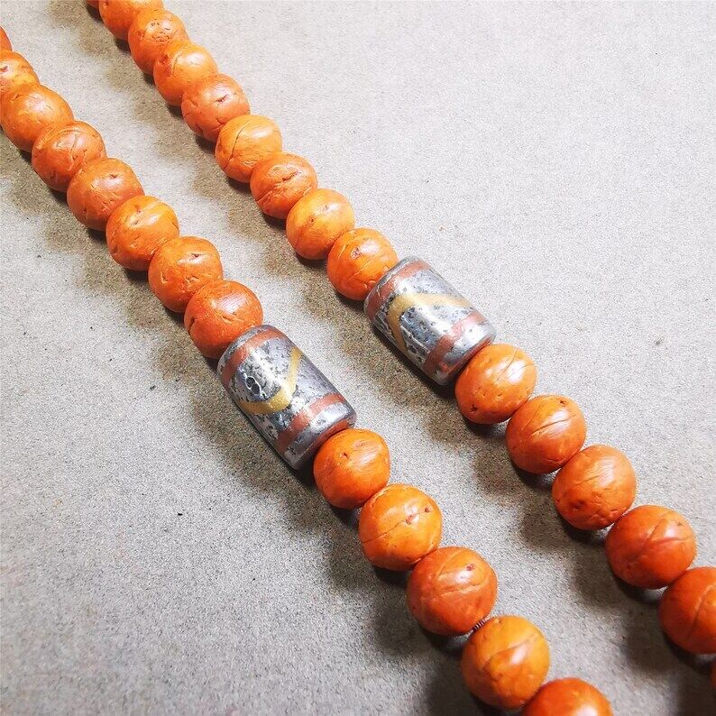 Mala Spacer Bead,Cold Iron Stripe Marker Beads for Prayer Beads Necklace