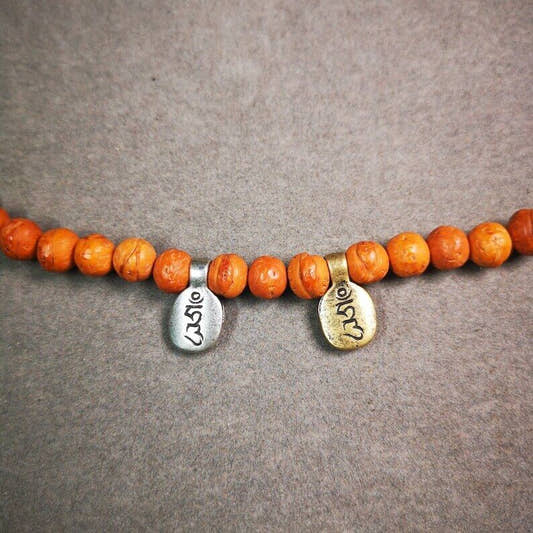 Mala Counter Clip,Hum Letter 0.67" - Tibetan Buddhist mala beads, front view