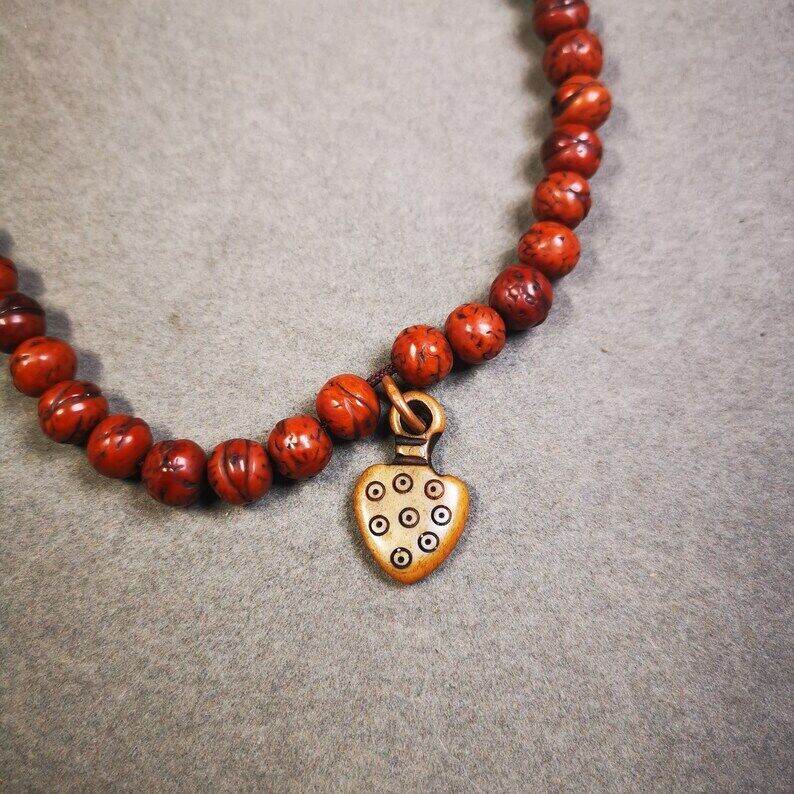 Yak Bone Carved Mantra Dot Prayer Bead Pendant - Tibetan Buddhist art, view 9