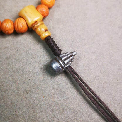 Amulet,Stupa Bead Pendant for Mala,Bag Hanging,Prayer Bead,0.6" - Tibetan Buddhist mala beads, close-up detail
