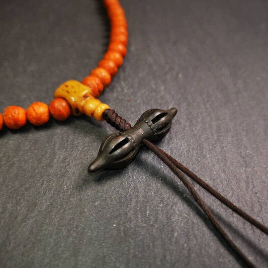 Vintage Vajra Dorje Amulet,1.5" - Tibetan Buddhist amulet, front view