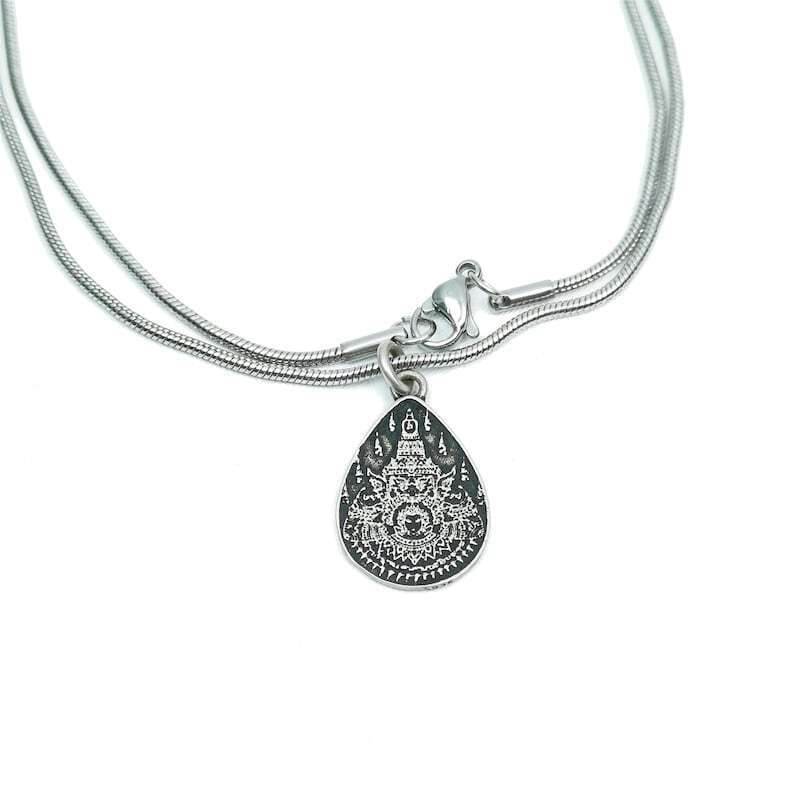 Lucky Charm, Unique Stupa / Pagoda Pattern,Silver Pendant - Tibetan Buddhist art, view 4