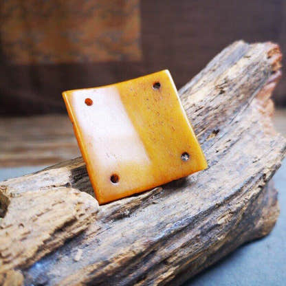 Yak Bone Carved Cross Vajra Amulet Badge, Tibetan Buddhist Pendant - Tibetan Buddhist amulet, close-up detail