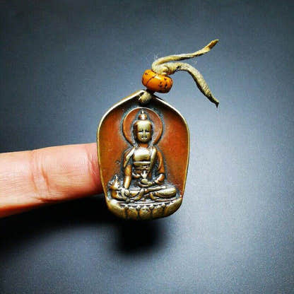Buddhist Protective Pendant,Shakyamuni Gautama Amulet - Tibetan Buddhist amulet, size reference