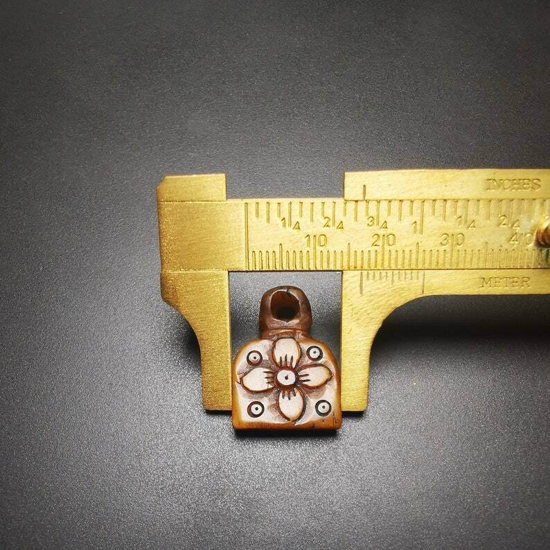 Yak Bone Carved Flower Prayer Bead Pendant - Tibetan Buddhist art, view 8