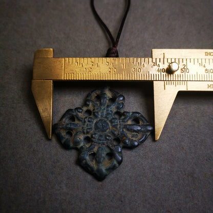 Buddhist Amulet,Cross Vajra Badge, Made of Thokcha