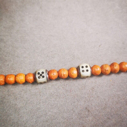 Mala Spacer Bead,Yak Bone Dice Marker Beads 0.43"×0.4"