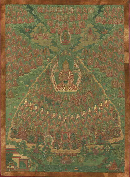 Tsongkhapa's Refuge Tree - 18th Century - Tibetan thangka painting, front view