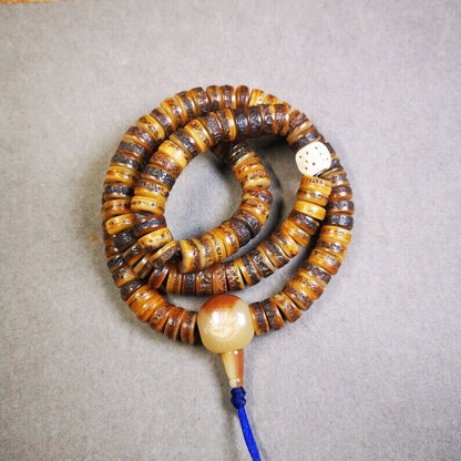 Yak Bone Mala, Hand-carved Tibetan Prayer Beads