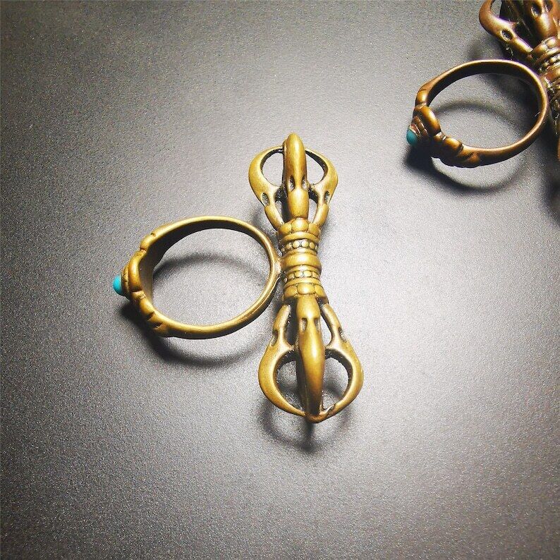 Vajra Ring,Buddhist Protection Jewelry 0.75" - Tibetan Buddhist vajra, view 11