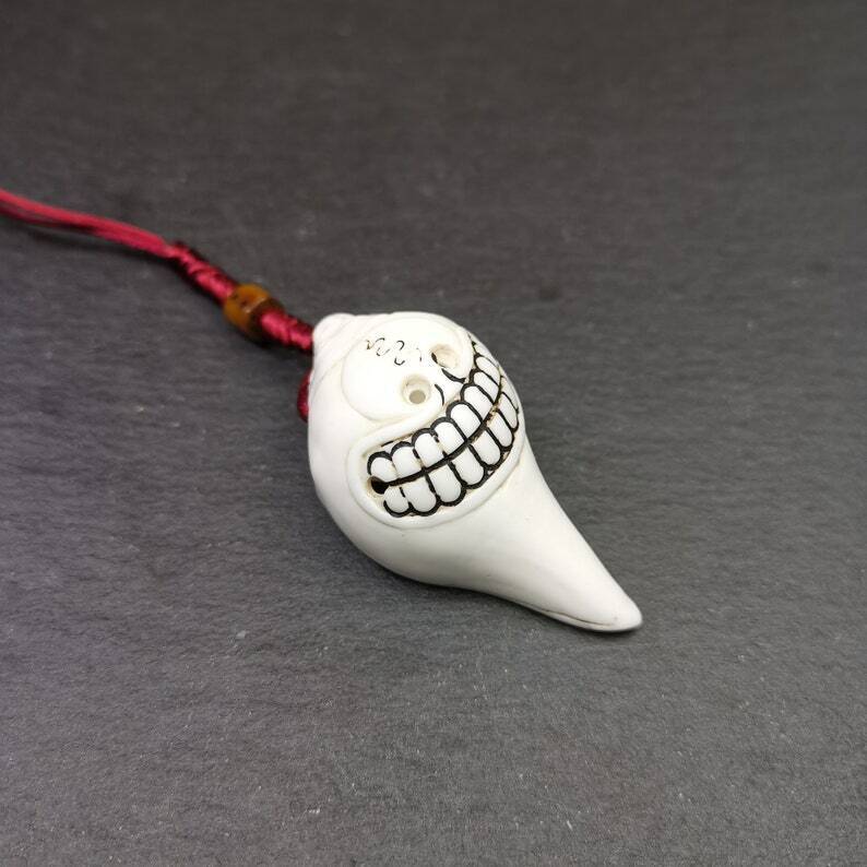 White Conch Shankha 2.2" - Tibetan Buddhist art, view 7