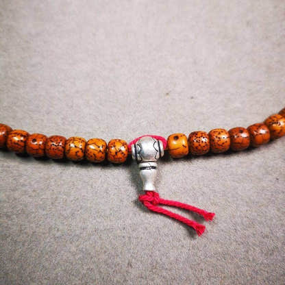 Guru Bead, T-drilled 3-Hole Bead - Tibetan Buddhist art, front view