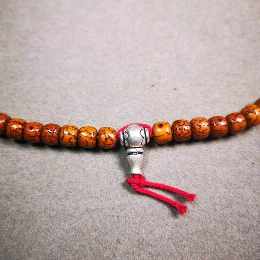 Guru Bead, T-drilled 3-Hole Bead - Tibetan Buddhist art, front view