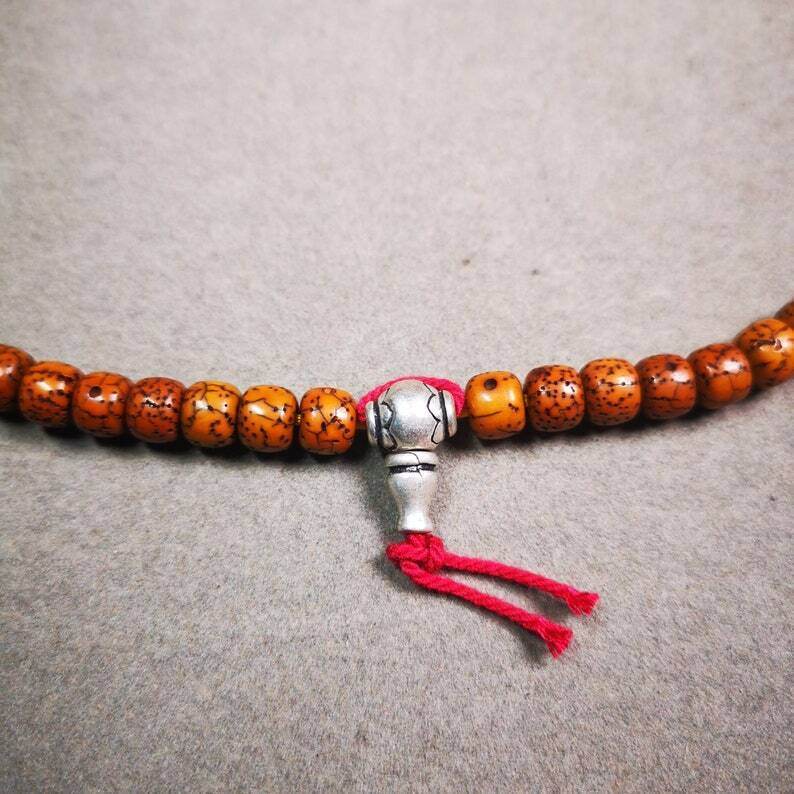 Guru Bead, T-drilled 3-Hole Bead - Tibetan Buddhist art, front view