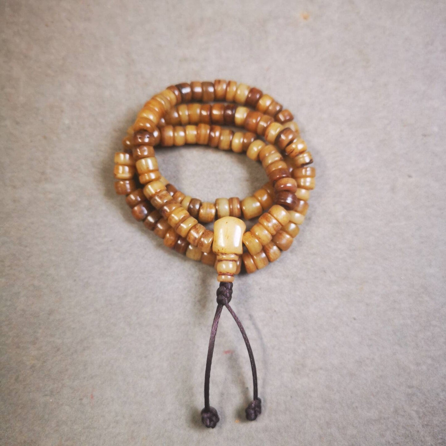 Yak Bone Mala,108 Prayer Beads Necklace,Small Size