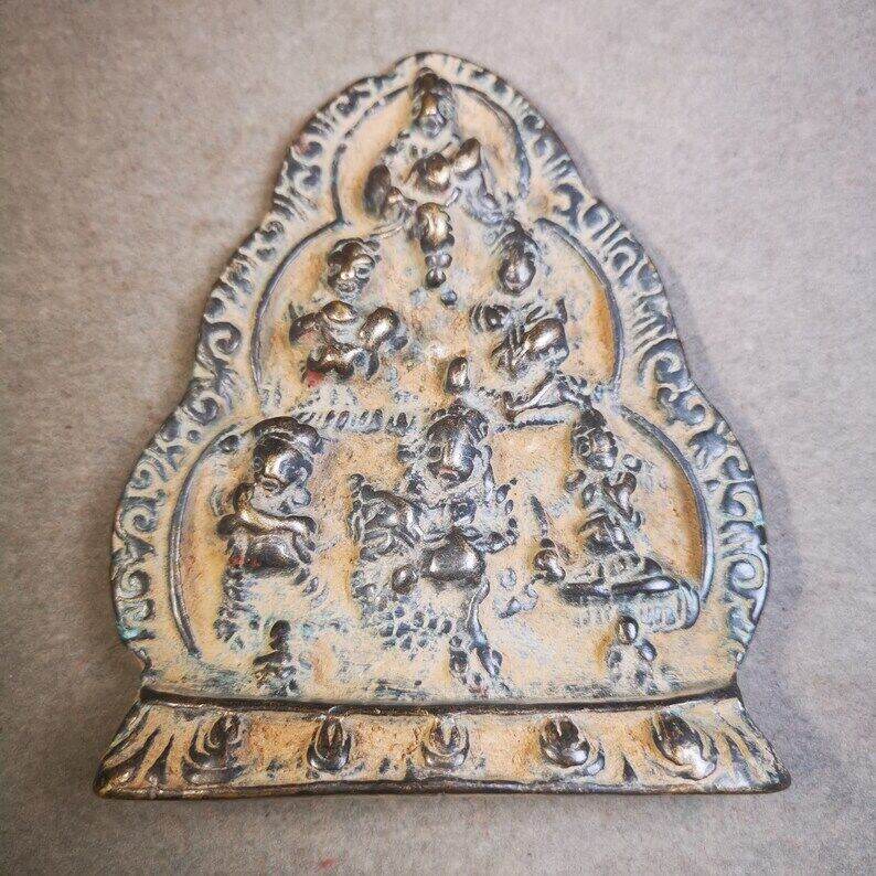 Tibetan Statue 6 Buddhas of Wealth,5 Jambhala and Vasudhara - Tibetan Buddhist statue, size reference