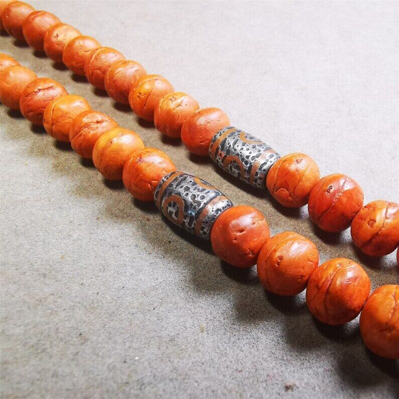 Cold Iron 3 Eyes Dzi Marker Beads 0.47"