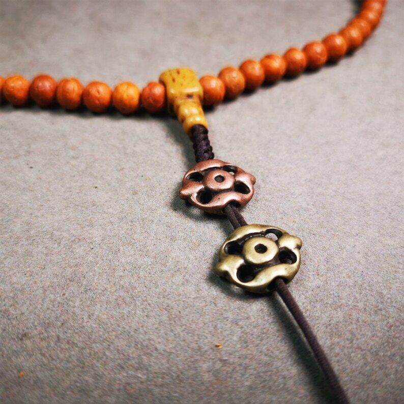 Amulet,Vajra Pendant for Mala,Bag Hanging,Prayer Bead Accessories - Tibetan Buddhist mala beads, front view
