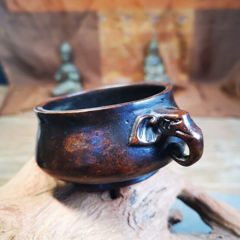 Censer,Amphora Incense Burner 1.5" - Tibetan Buddhist art, detailed view