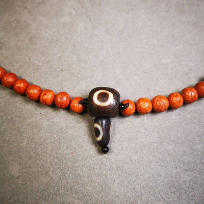 Sky Earth Dzi Guru Bead,T-drilled 3-Hole Mala Bead, Prayer Bead,Connector Bead