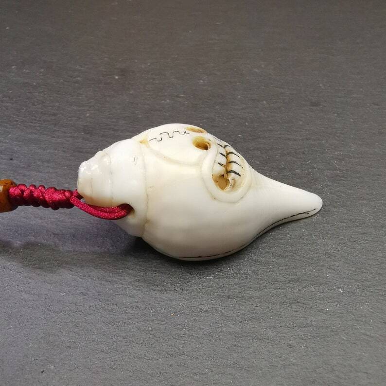White Conch Shankha 2.36" - Tibetan Buddhist art, view 7