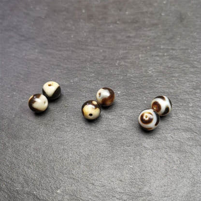 Tibetan Round Dzi Bead,Spacer Marker Beads for Mala,Necklace,0.47" - Tibetan Buddhist mala beads, view 4