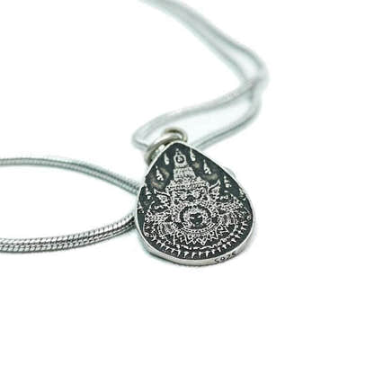Lucky Charm, Unique Stupa / Pagoda Pattern,Silver Pendant - Tibetan Buddhist art, view 6
