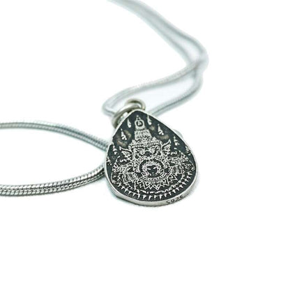 Lucky Charm, Unique Stupa / Pagoda Pattern,Silver Pendant