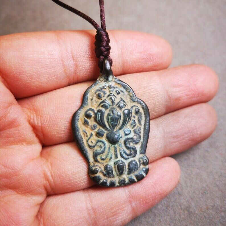 Buddhist Amulet,Lotus Pendant Badge,Made of Thokcha