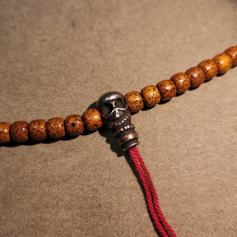 Gandhanra Tibetan Mala Guru Bead, T-drilled 3-Hole Connector Bead for Prayer Bead,0.87"