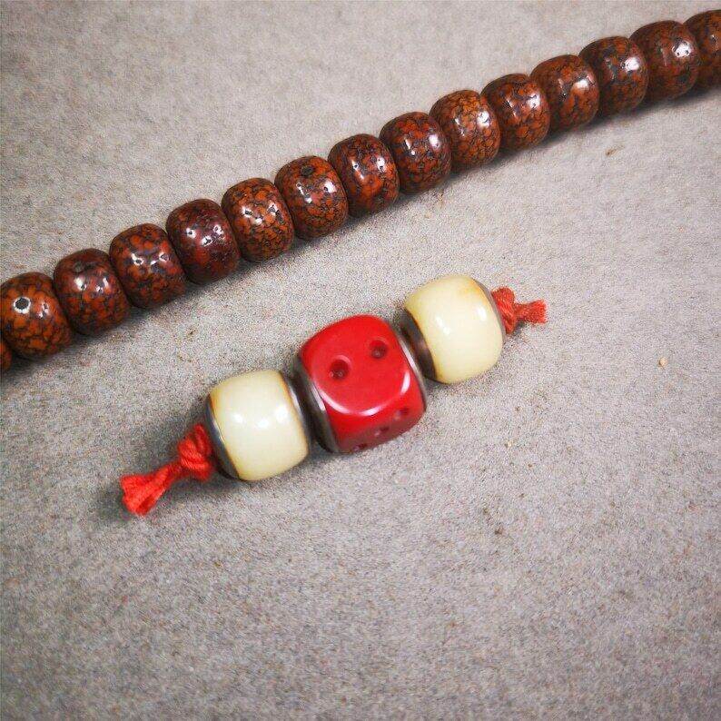Mala Spacer Bead,Yak Bone Dice Marker Beads - Tibetan Buddhist mala beads, view 6