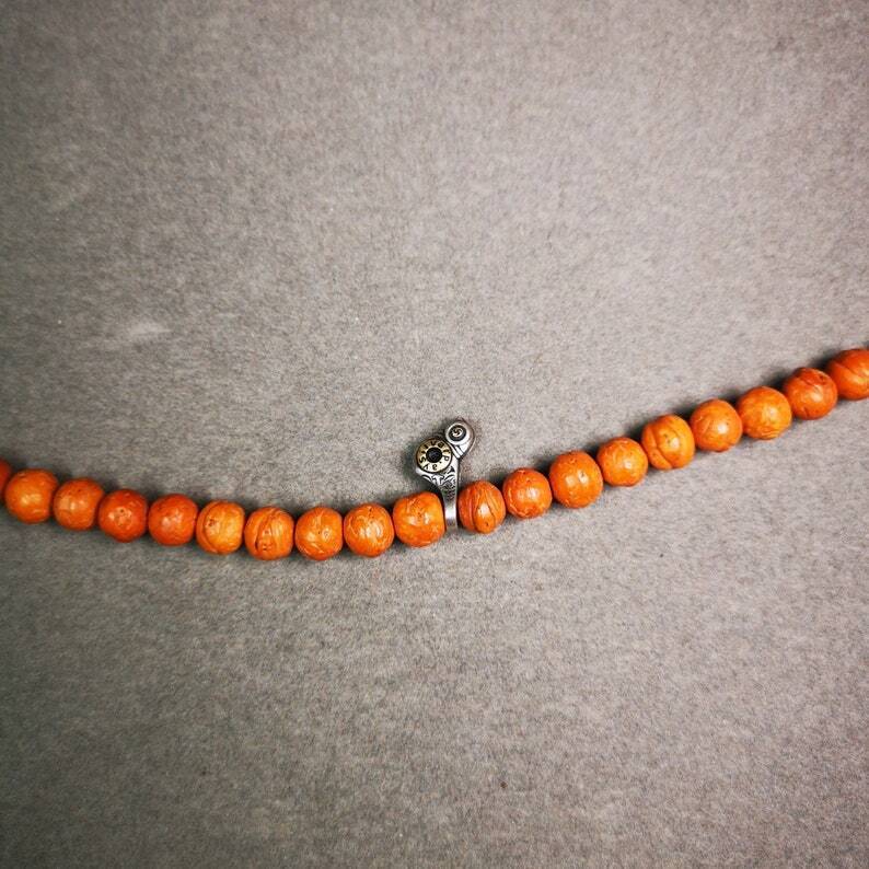 Mala Counter Clip 0.51" - Tibetan Buddhist mala beads, close-up detail