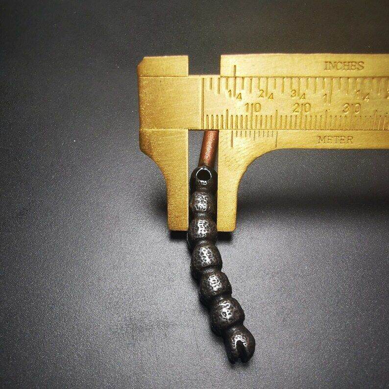 Handmad Charm Pendant,Tibetan Cordyceps Sinensis,Made of Cold Iron and Brass - Tibetan Buddhist art, size reference