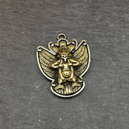 Garuda Pendant,Inlaid Copper Vajra Shell,1.57" - Tibetan Buddhist vajra, view 5