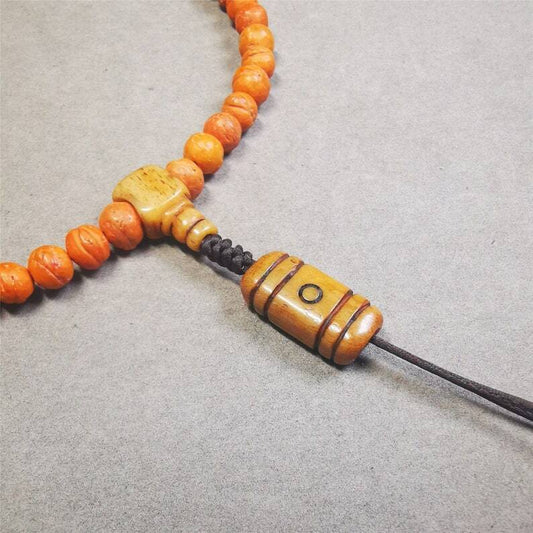 Yak Bone Carved Tibetan Mala Spacer Bead,2 Eyes Dzi Bead Pendant,0.98" × 0.5"