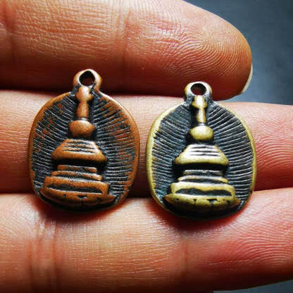 Mala Amulet,Stupa Pendant - Tibetan Buddhist mala beads, size reference