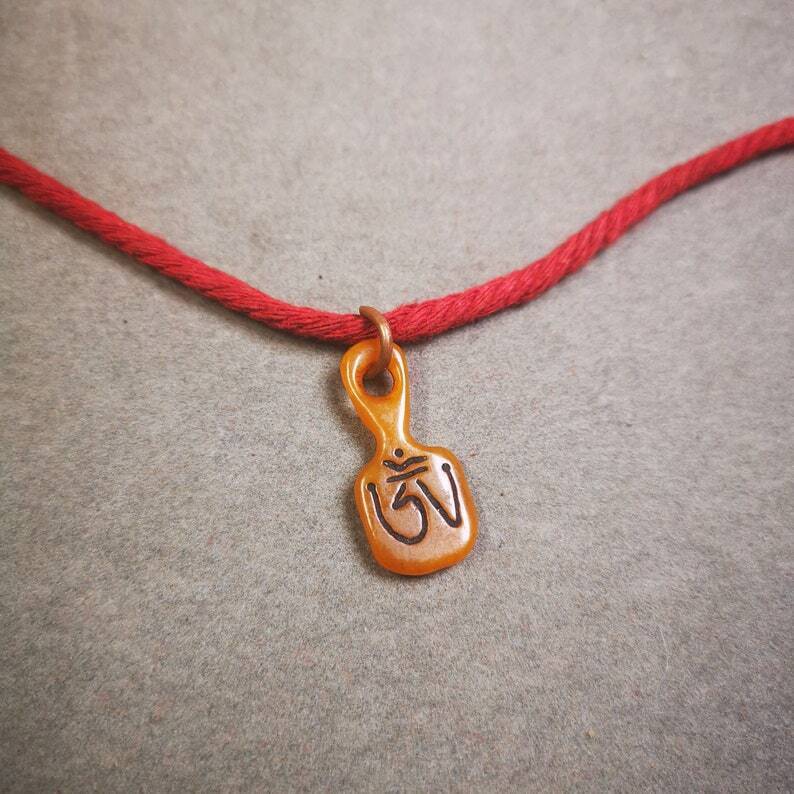 Yak Bone Carved OM Letter Prayer Bead Pendant,Bead Counter Clip Amulet for Mala