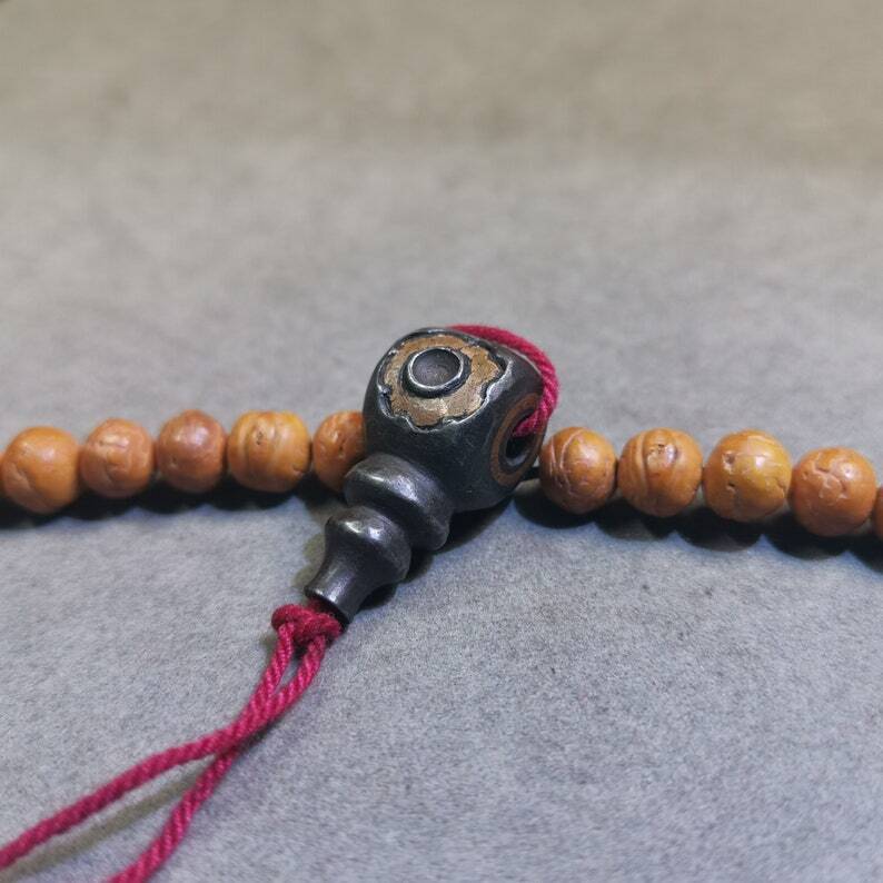 Gandhanra Tibetan Mala Guru Bead, T-drilled 3-Hole Connector Bead for Prayer Bead,1.15"