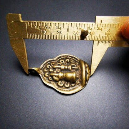 Buddhist Amulet,vajra club and tribu bell Pendant - Tibetan Buddhist amulet, size reference