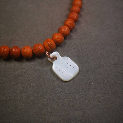 Shell Carved Mantra Dot Prayer Bead Pendant,Bead Counter Clip Amulet for Mala