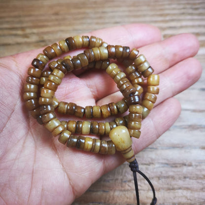 Yak Bone Mala,108 Prayer Beads Necklace,Small Size