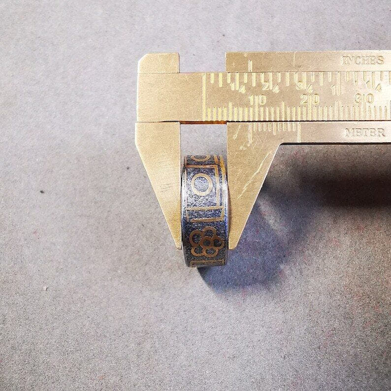 Tibetan Ring,Dzi Totem Ring 0.95" - Tibetan dzi bead, size reference