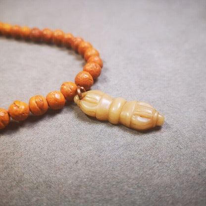 Yak Bone Amulet,Vajra Pendant for Mala,Prayer Beads