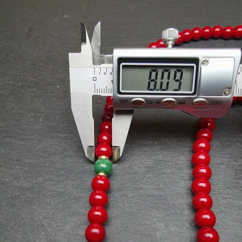 Old Tibeatan Red Glass Mala,8mm Prayer Beads with Turquoise Bead Silver Dzi Bead Gandhanra-ART