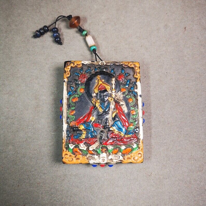 Gandhanra Antique Tibetan Buddha Black Jade Statue,Padmasambhava,Guru Rinpoche