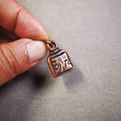 Yak Bone Carved Letter Prayer Bead Pendant - Tibetan Buddhist art, size reference